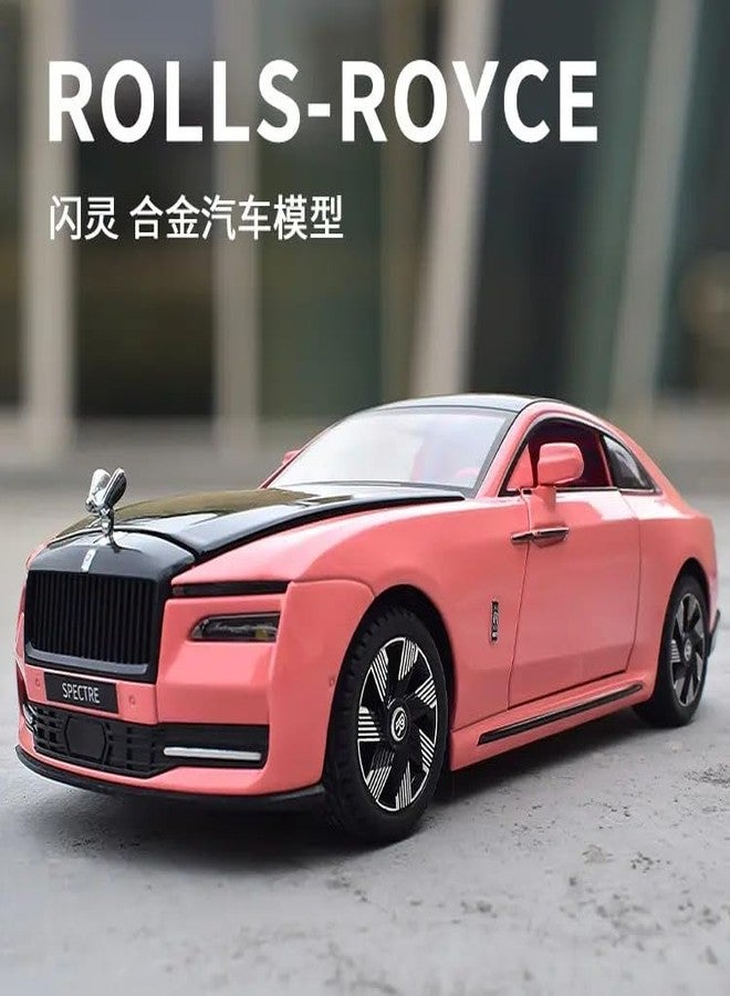 KING FORU Scale Exclusive Alloy Metal Pull Back Die-cast Car Model with Sound Light Mini Auto Toy for Kids Metal Model Toy Car with Sound and Light (1.24 SACLE -Rolls Royce Spectre-Pink Color) - Image 2
